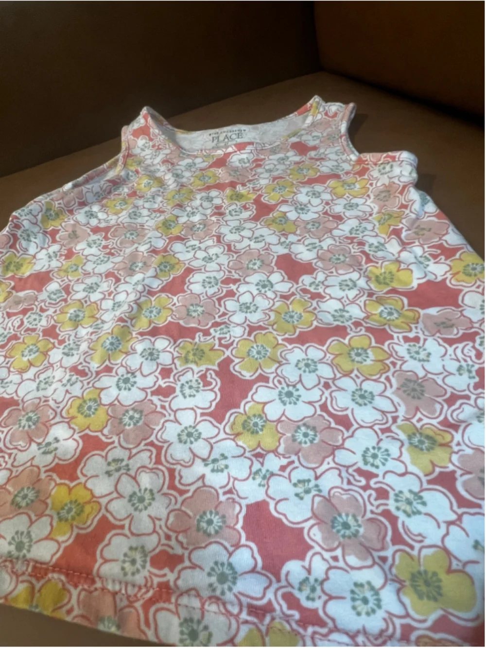Girls The Children's Place Floral Tank Top Size 4T White Pink